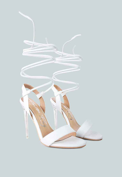 Sheeny Clear Stiletto Lace Up Heels