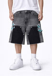 GREY SPLIT PAINTERS SHORTS