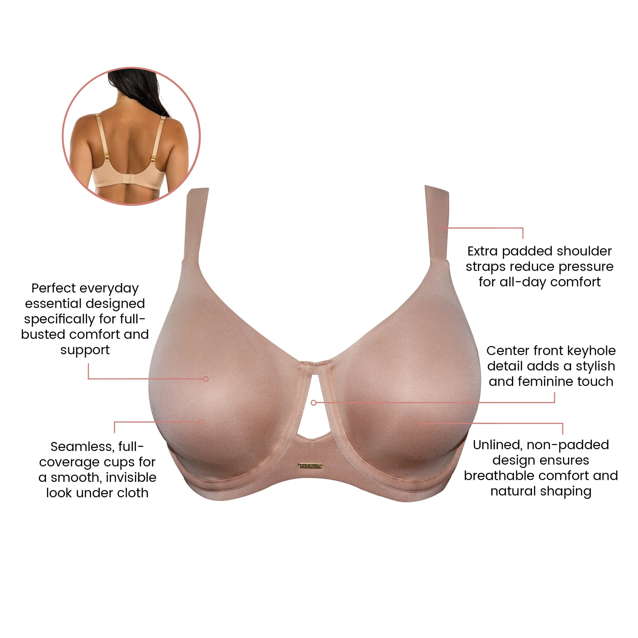 Emily Full Busted Unlined Non-Padded Wired T-Shirt Bra - Warm Sand