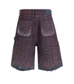 OXBLOOD RHINESTONE SHORTS