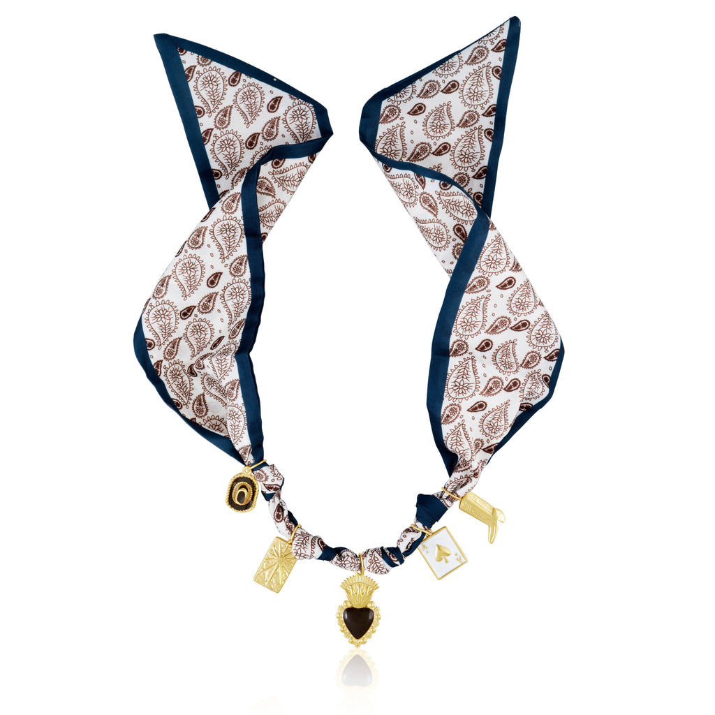 Brown Silk Charm Necklace