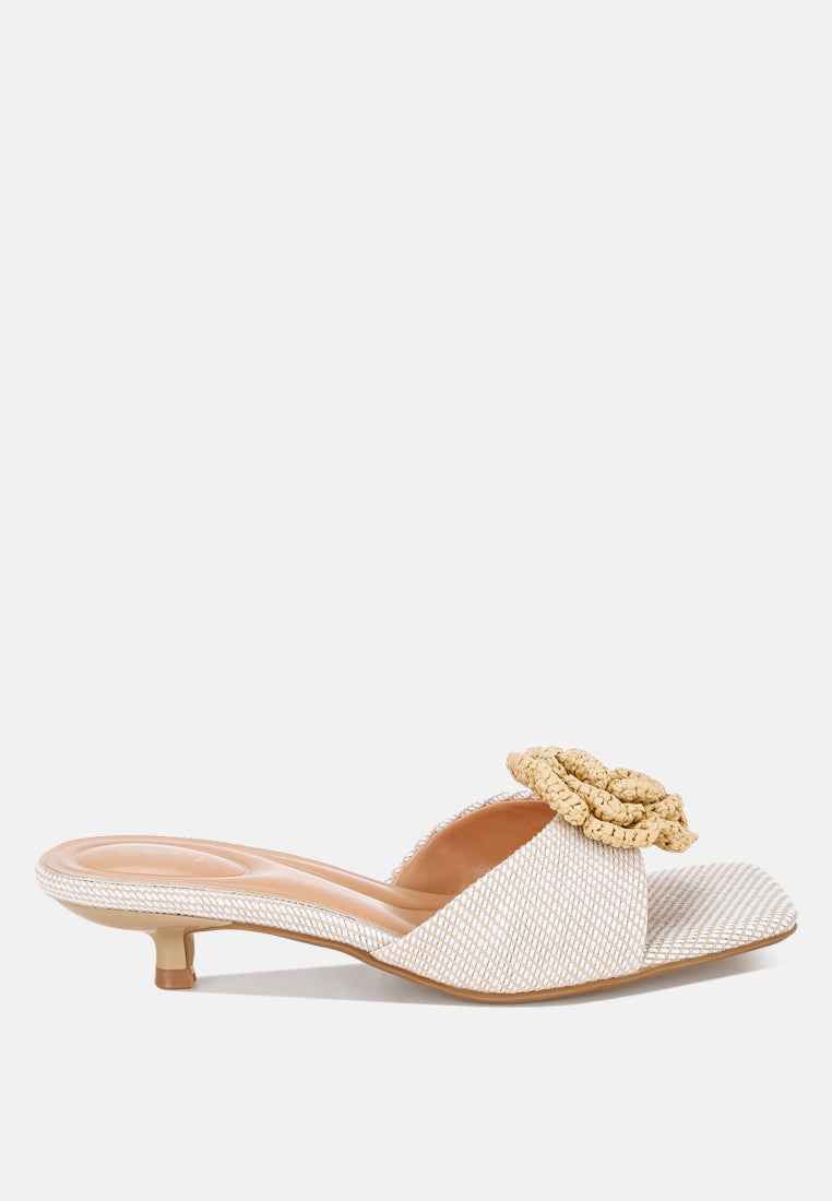 Sobhina Woven Floral Accent Kitten Heels