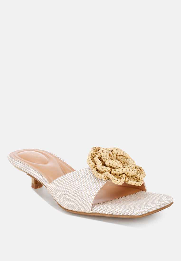 Sobhina Woven Floral Accent Kitten Heels