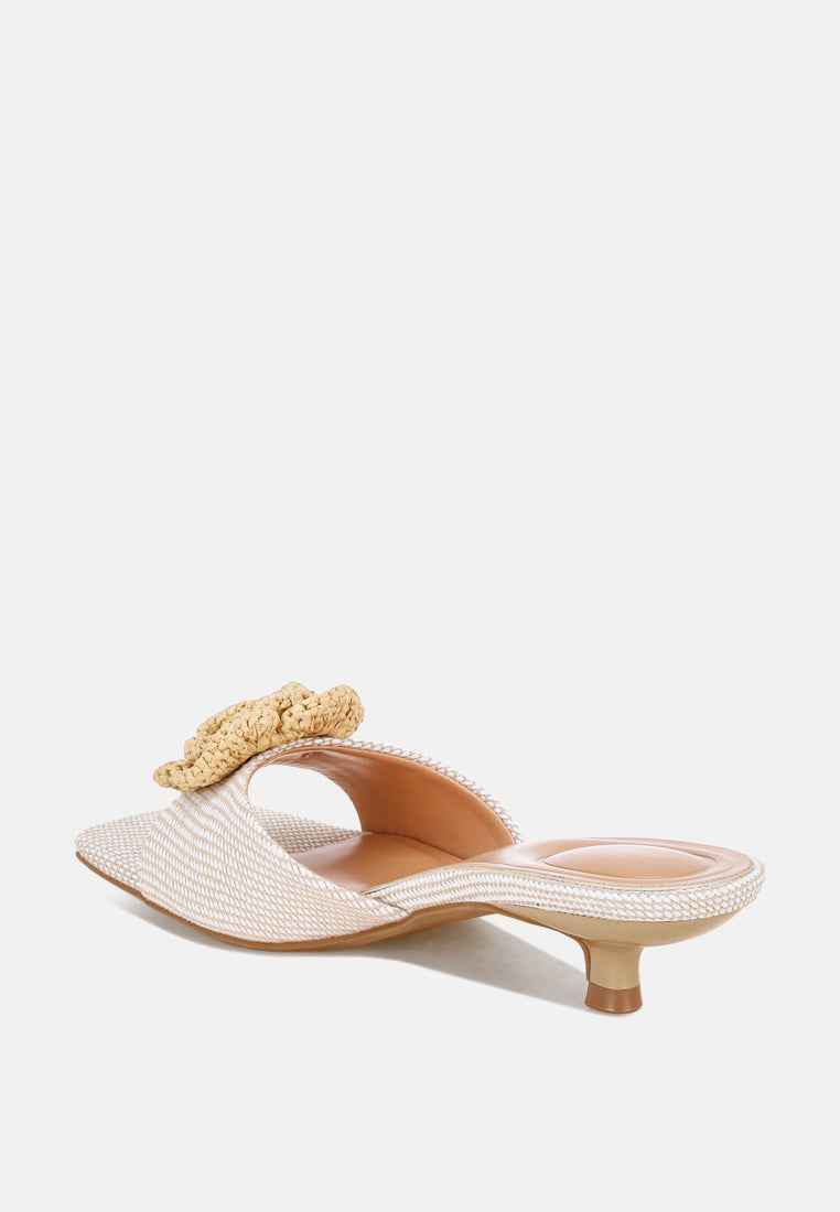 Sobhina Woven Floral Accent Kitten Heels