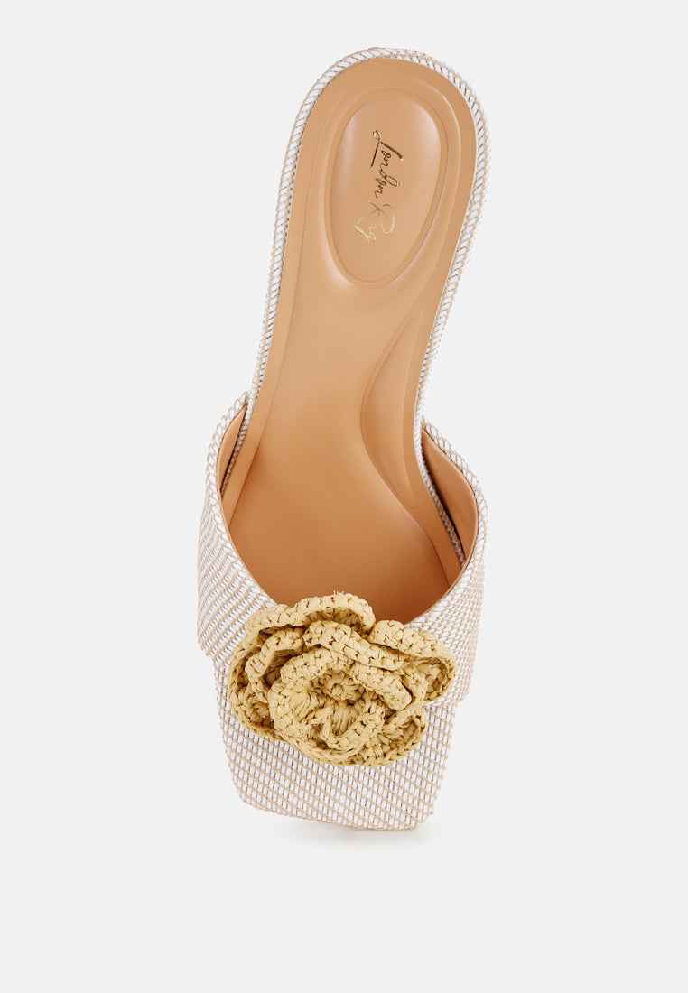 Sobhina Woven Floral Accent Kitten Heels