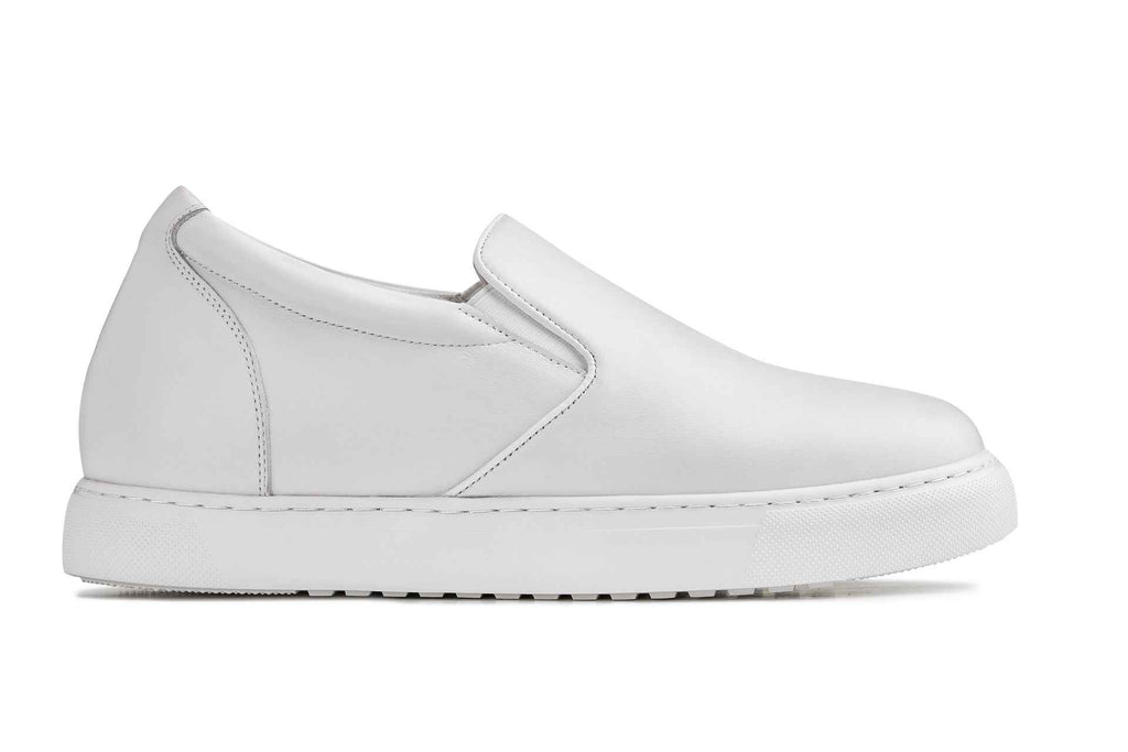 CALTO - T1022 - 2.6 Inches Taller (White) - Lightweight Nappa Leather Loafer