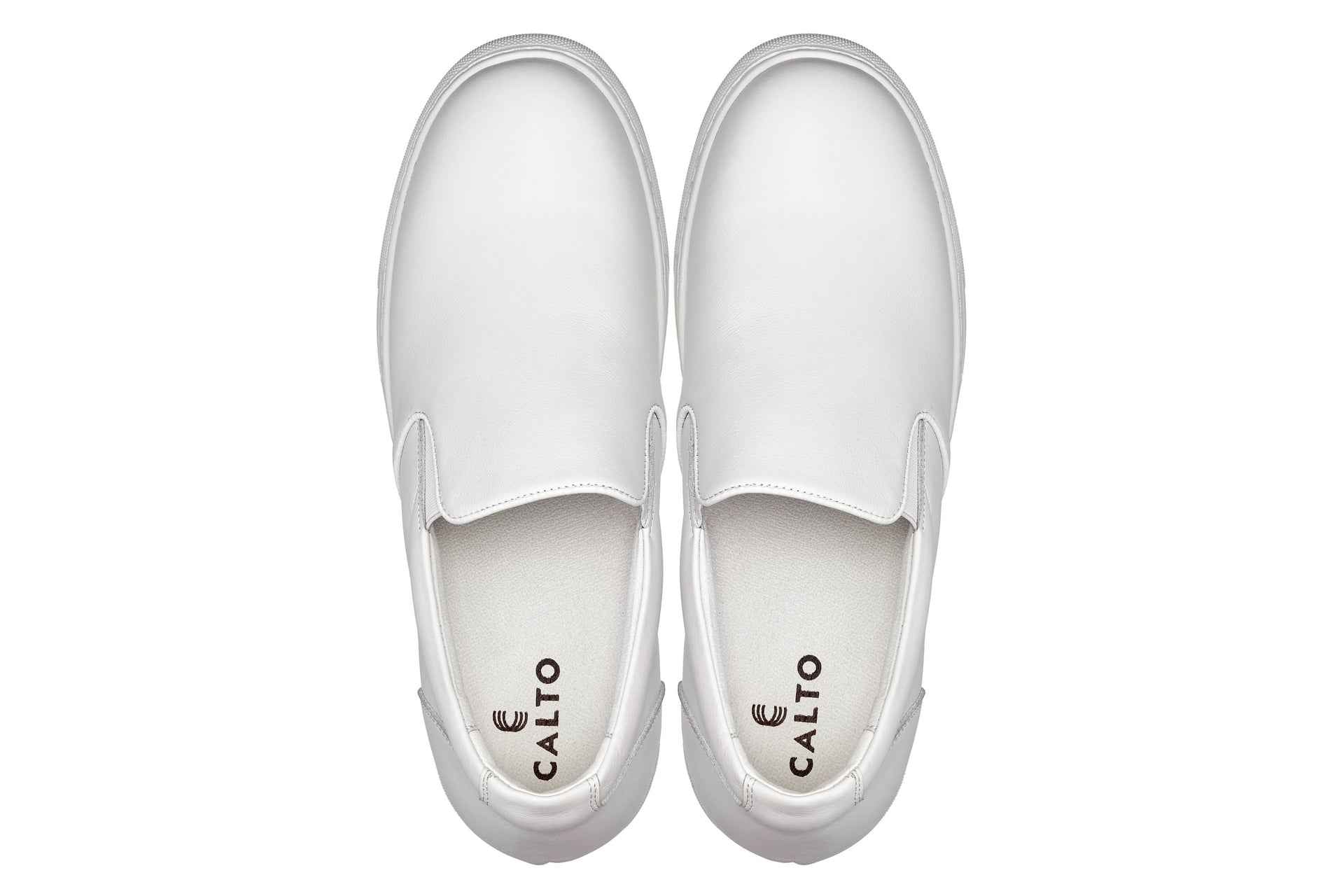 CALTO - T1022 - 2.6 Inches Taller (White) - Lightweight Nappa Leather Loafer