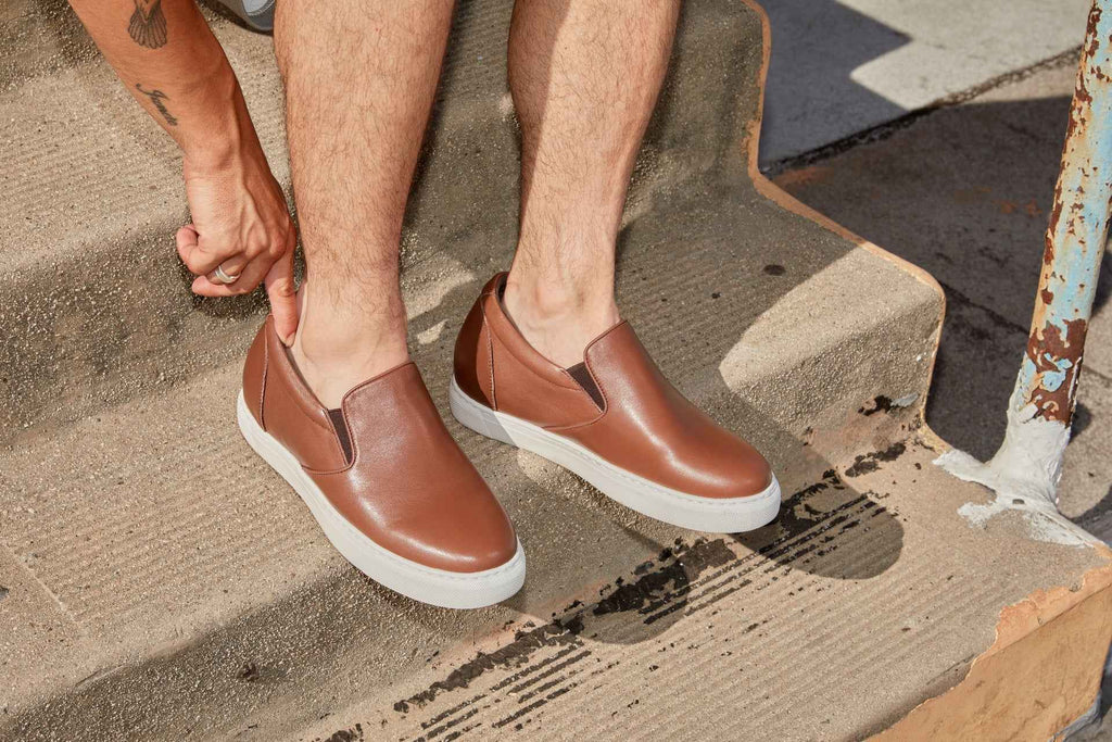 CALTO - T1023 - 2.6 Inches Taller (Coffee Brown) - Lightweight Nappa Leather Loafer