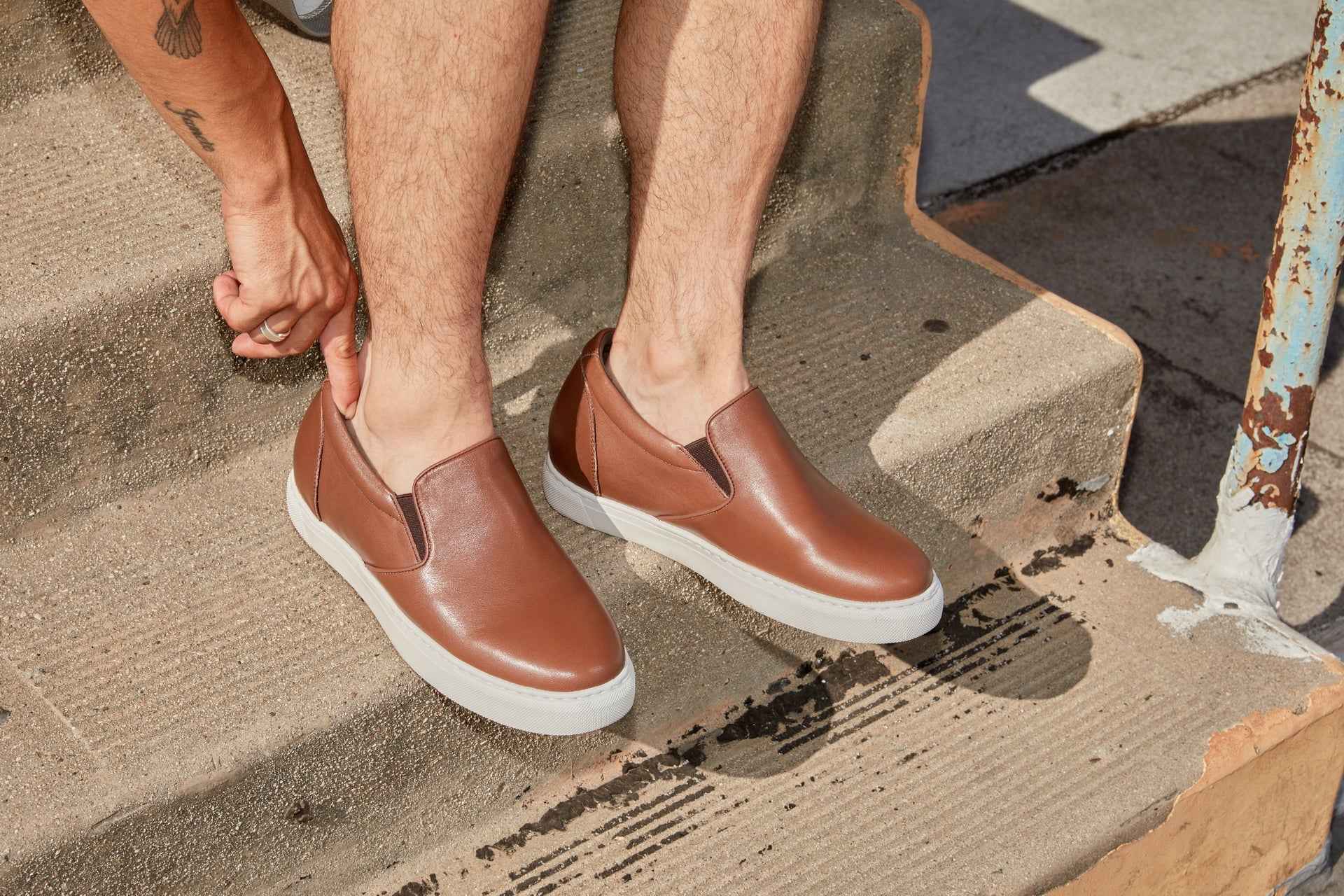 CALTO - T1023 - 2.6 Inches Taller (Coffee Brown) - Lightweight Nappa Leather Loafer