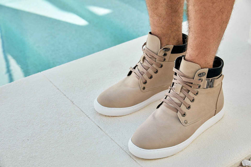 CALTO - T53122 - 2.6 Inches Taller (Taupe) - High top sneak-boot