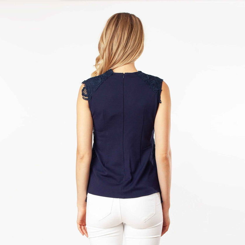 Sleeveless Mix-Media Blouse