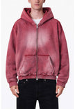 ROSE DISTRESSED ZIP HOODIE