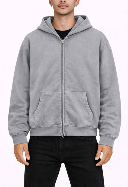 STONE VINTAGE WASH ZIP HOODIE