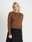 Ribbed Dolman Knit Top With Pinched Seams