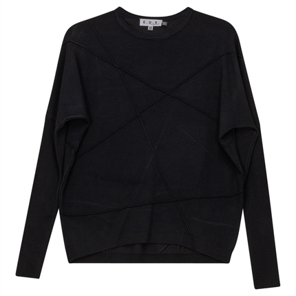 Ribbed Dolman Knit Top With Pinched Seams