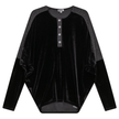 Velour Dolman Henley Top With Lurex Rib Contrast