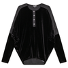 Velour Dolman Henley Top With Lurex Rib Contrast