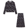 Pleated Floral Velour Set
