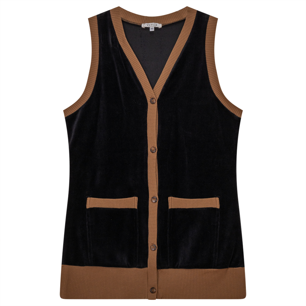 Midi Velour Vest Cardigan