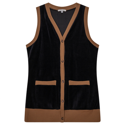 Midi Velour Vest Cardigan