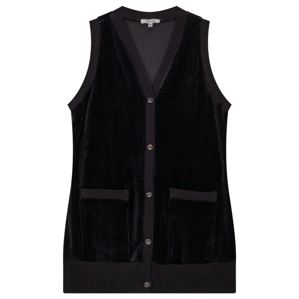 Midi Velour Vest Cardigan