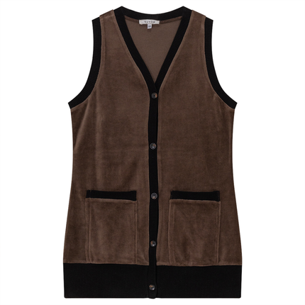 Midi Velour Vest Cardigan