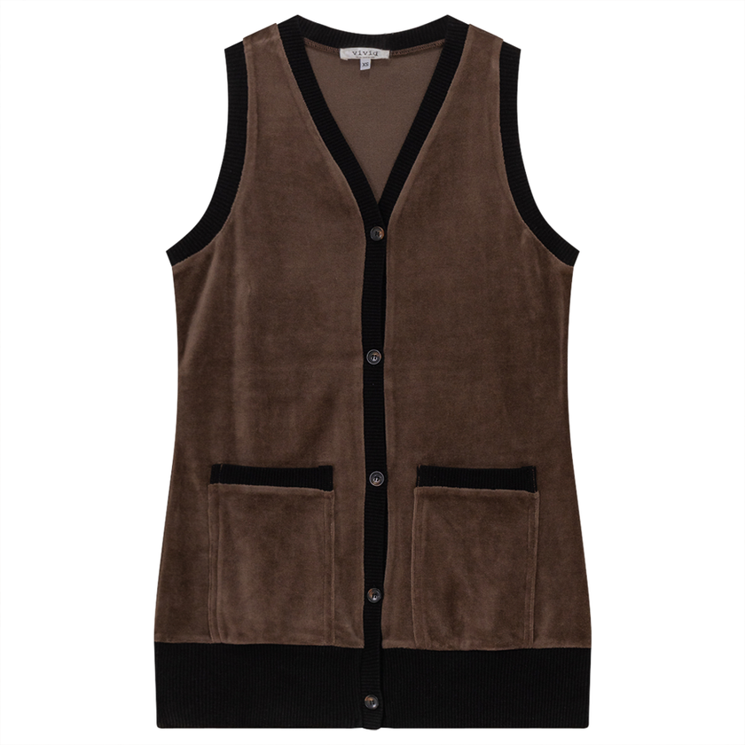 Midi Velour Vest Cardigan