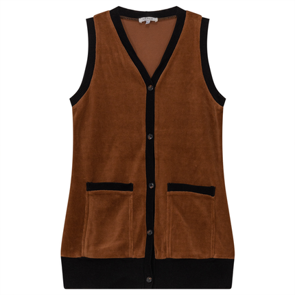 Midi Velour Vest Cardigan