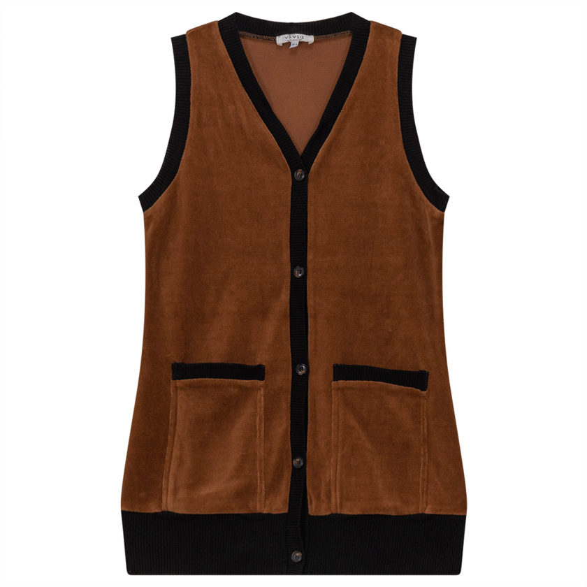 Midi Velour Vest Cardigan