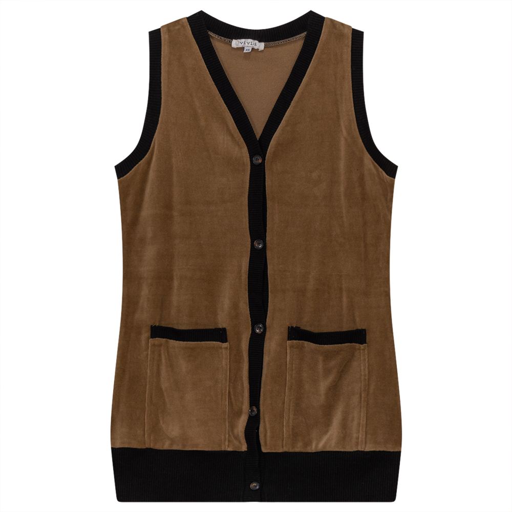 Midi Velour Vest Cardigan