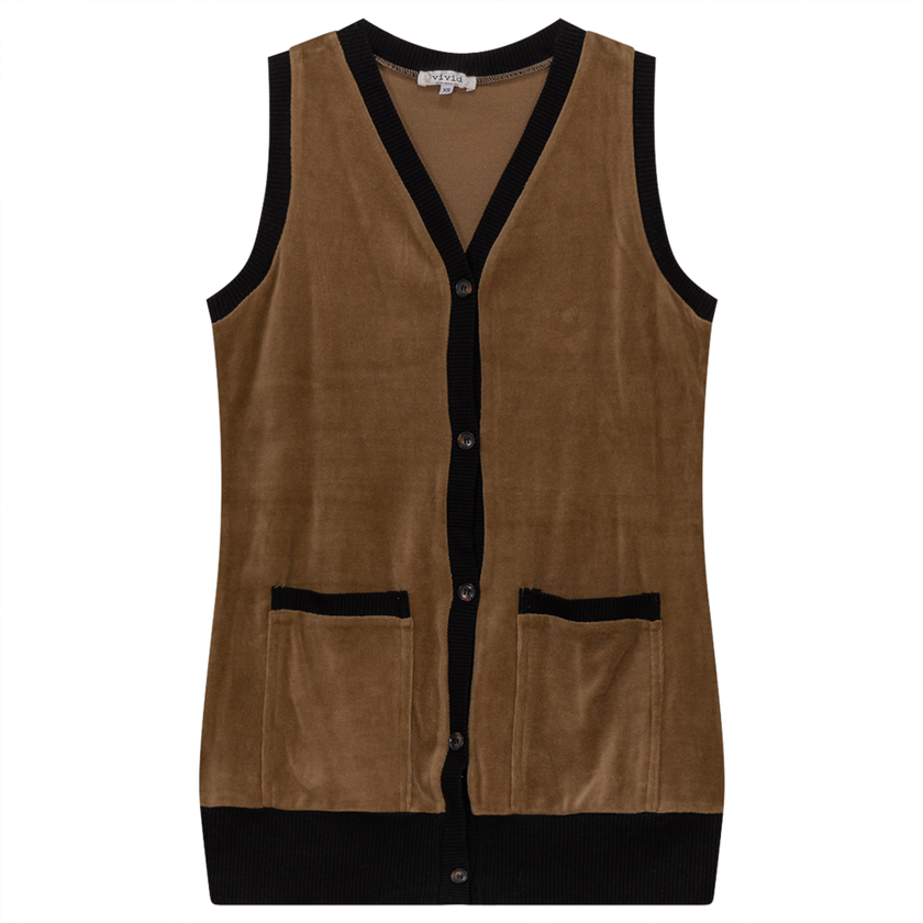 Midi Velour Vest Cardigan