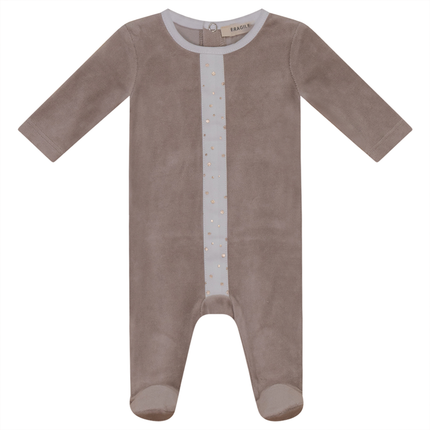 White And Gold Stars Print Velour Onesie