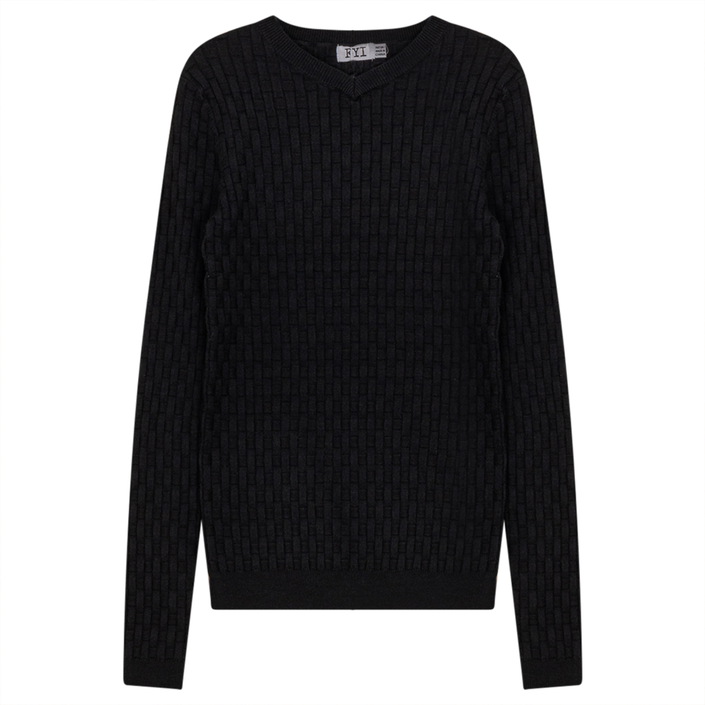 Knit Textured V-Neck Top