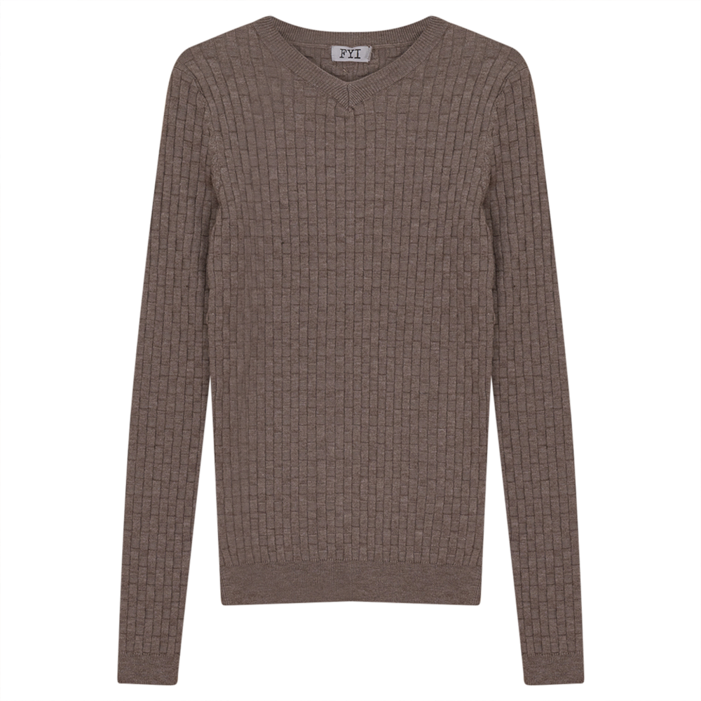 Knit Textured V-Neck Top