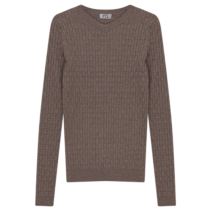 Knit Textured V-Neck Top