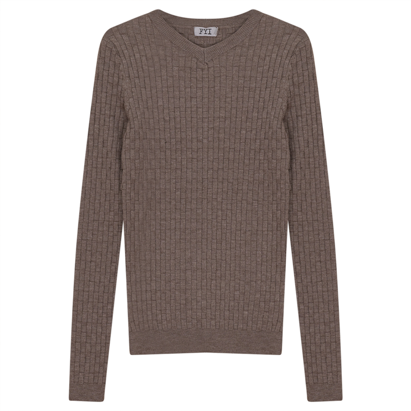 Knit Textured V-Neck Top