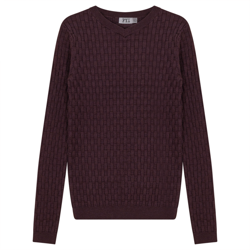 Knit Textured V-Neck Top