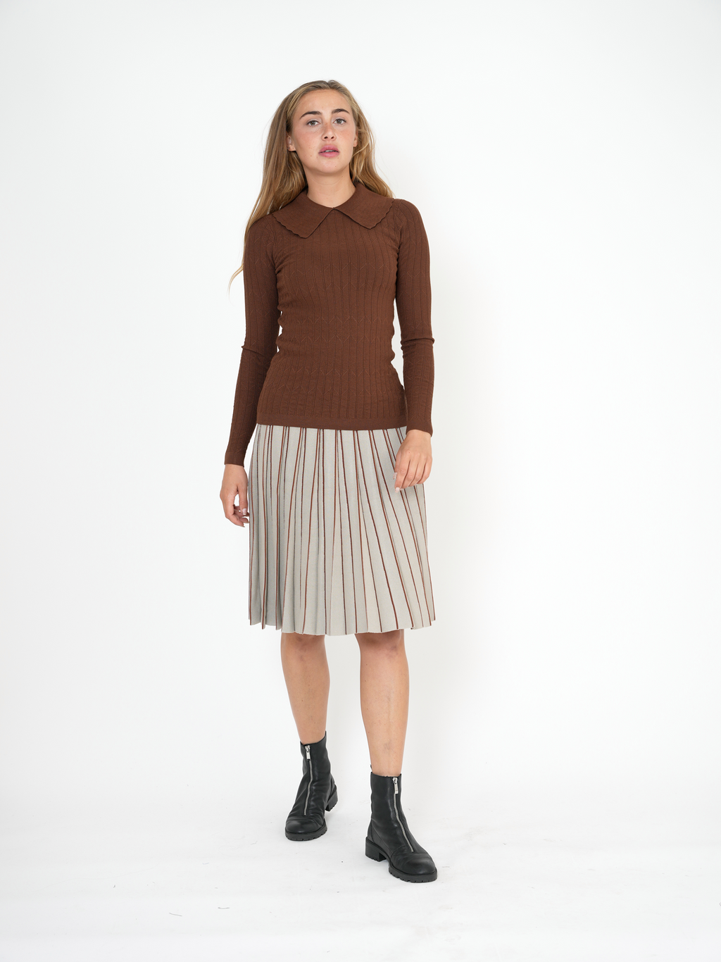 Jersey Kint Pleated Skirt