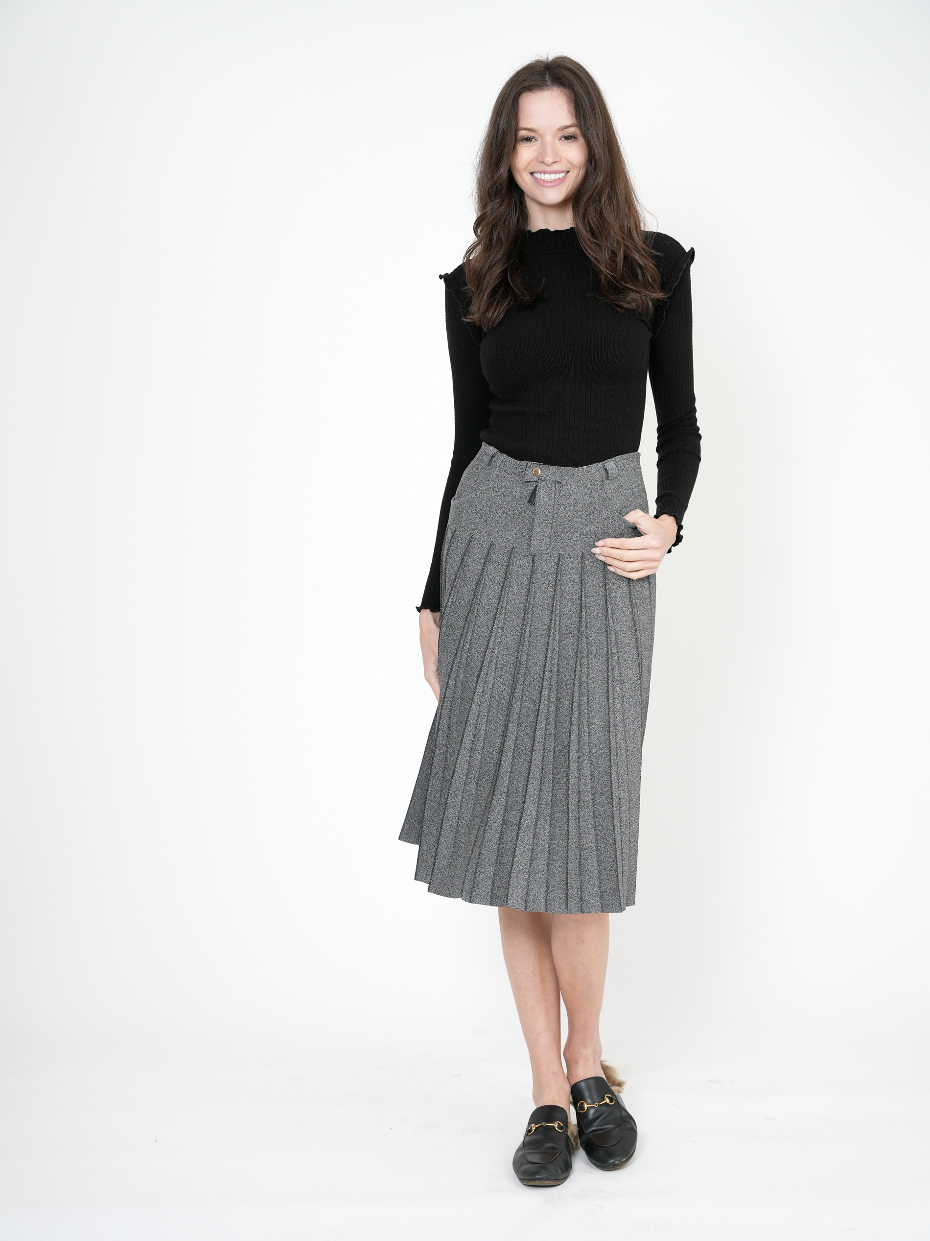 Pleated Knit Skirt