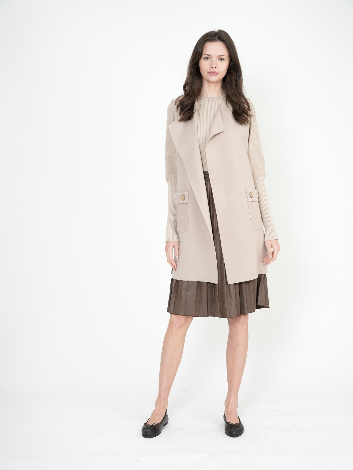 Rib Knit Top With Puff Sleeves