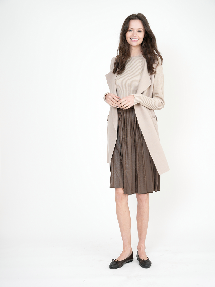 Rib Knit Top With Puff Sleeves