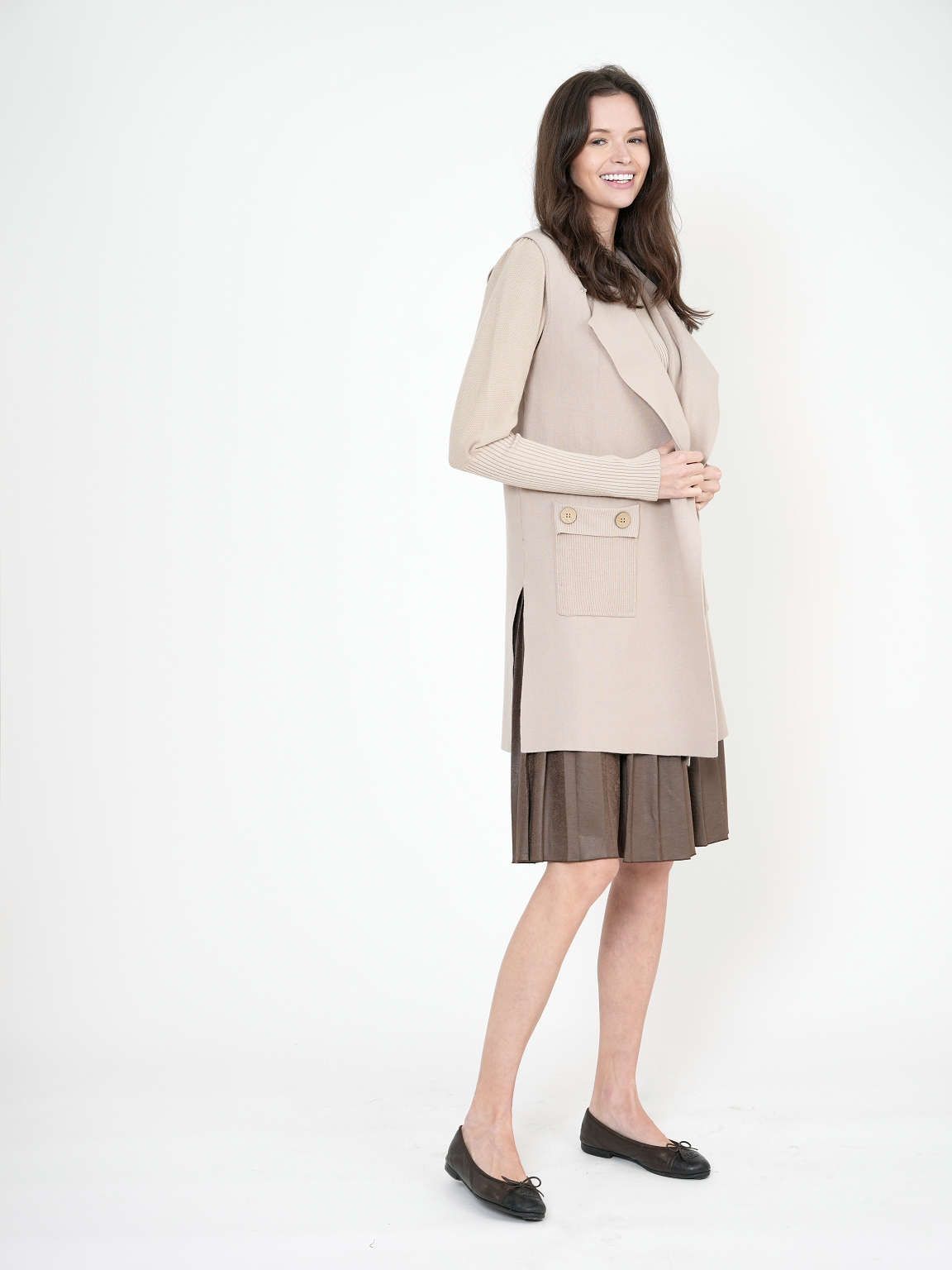 Rib Knit Top With Puff Sleeves