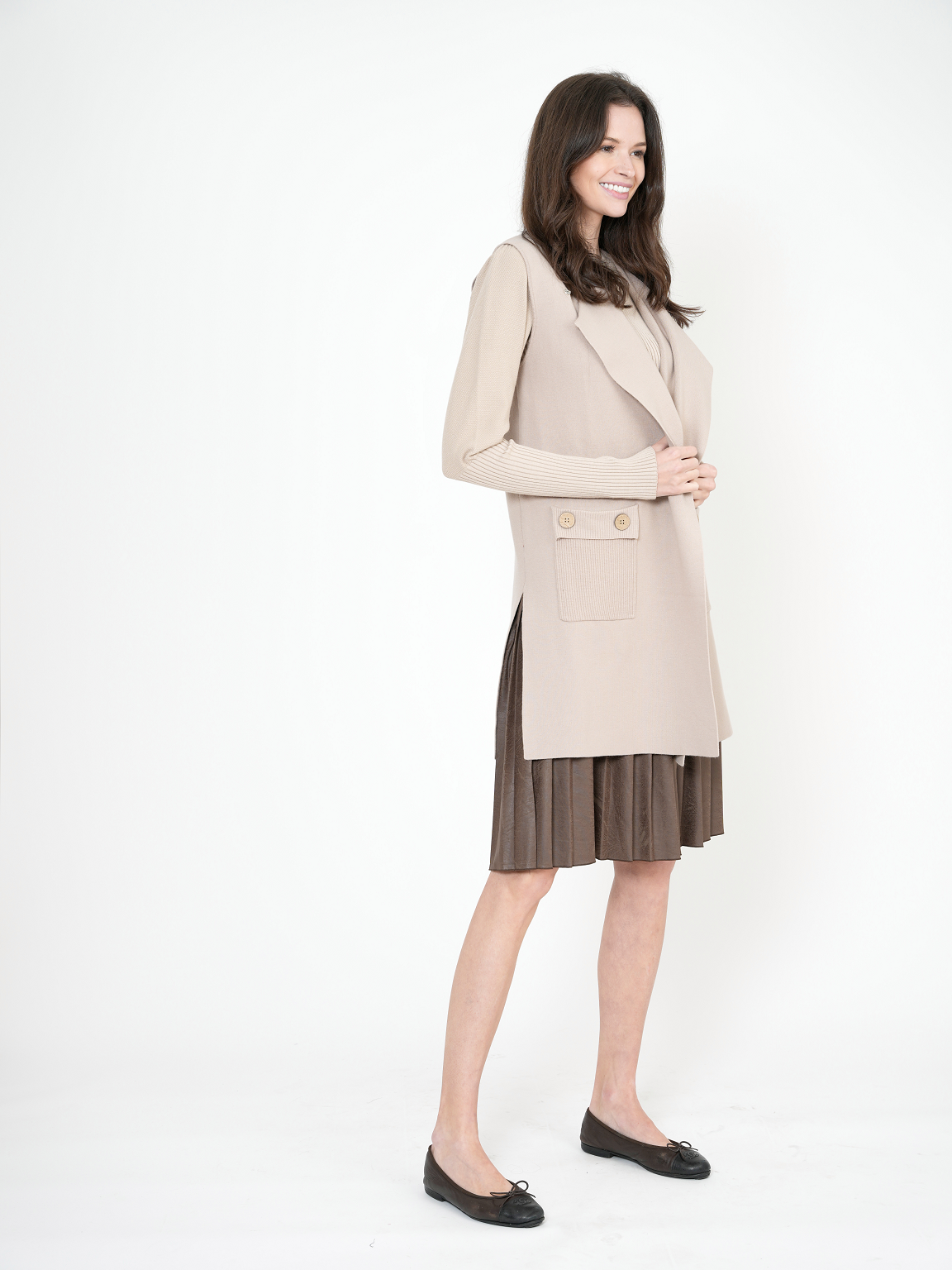 Rib Knit Top With Puff Sleeves