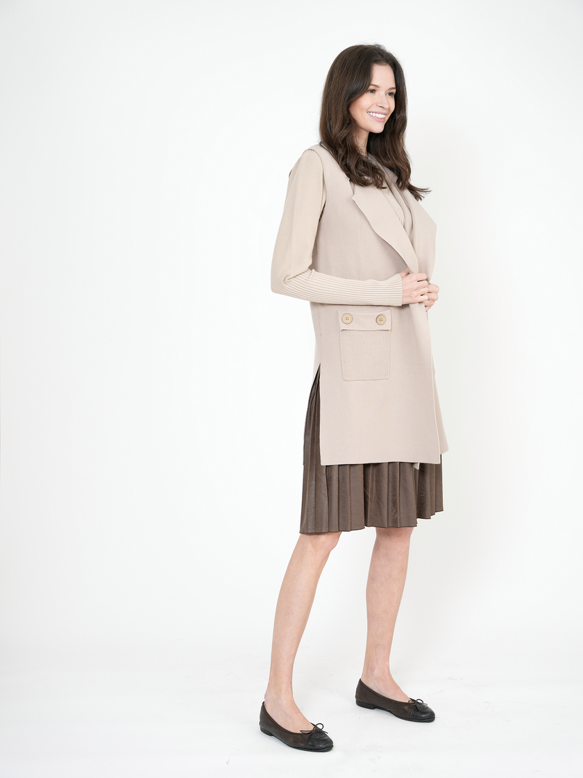 Rib Knit Top With Puff Sleeves