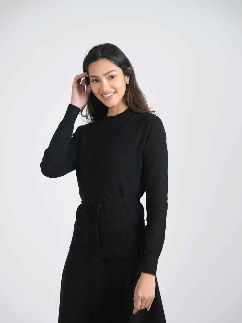 Wrap Pointelle Knit Top