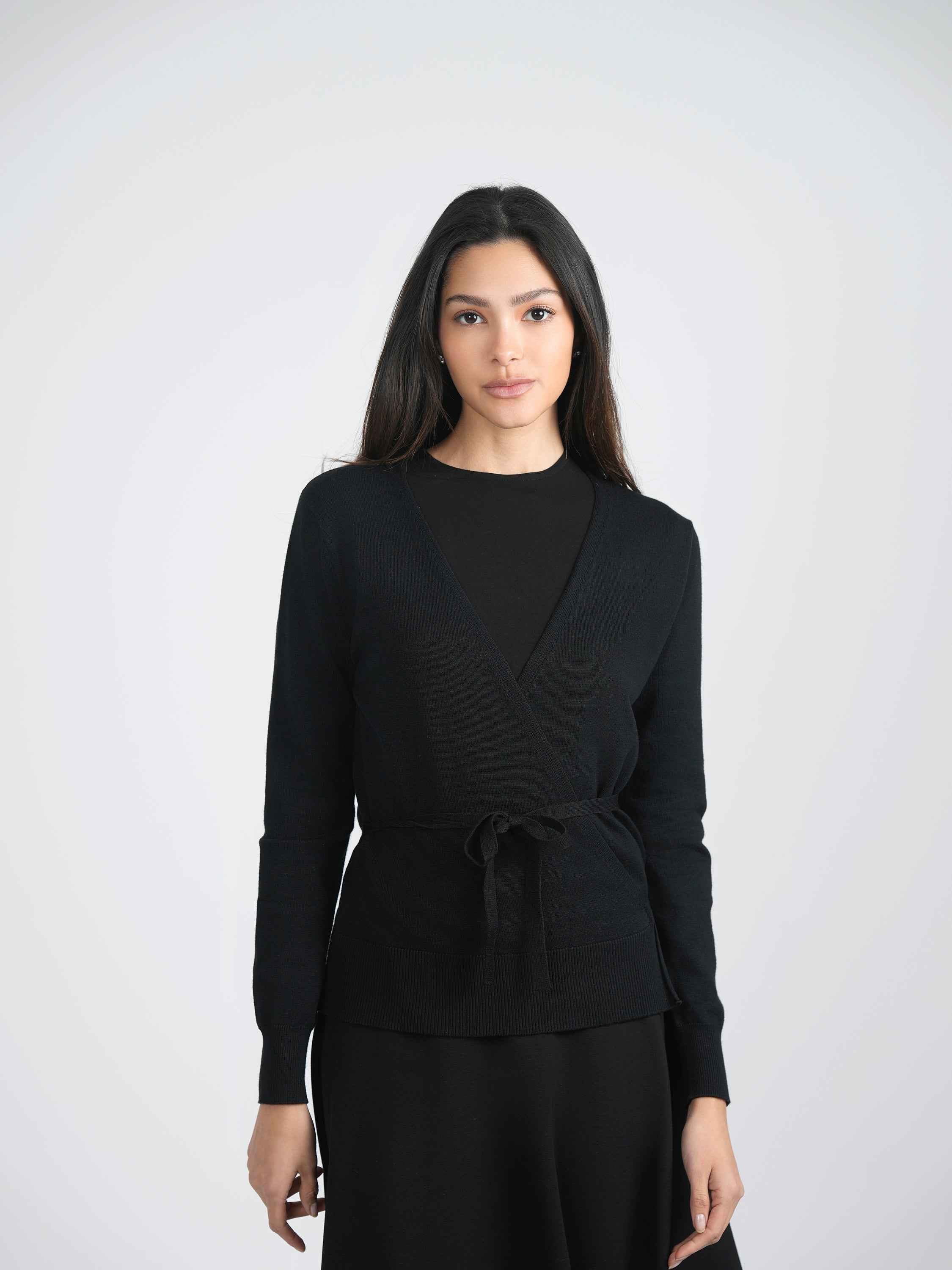 Wrap Pointelle Knit Top