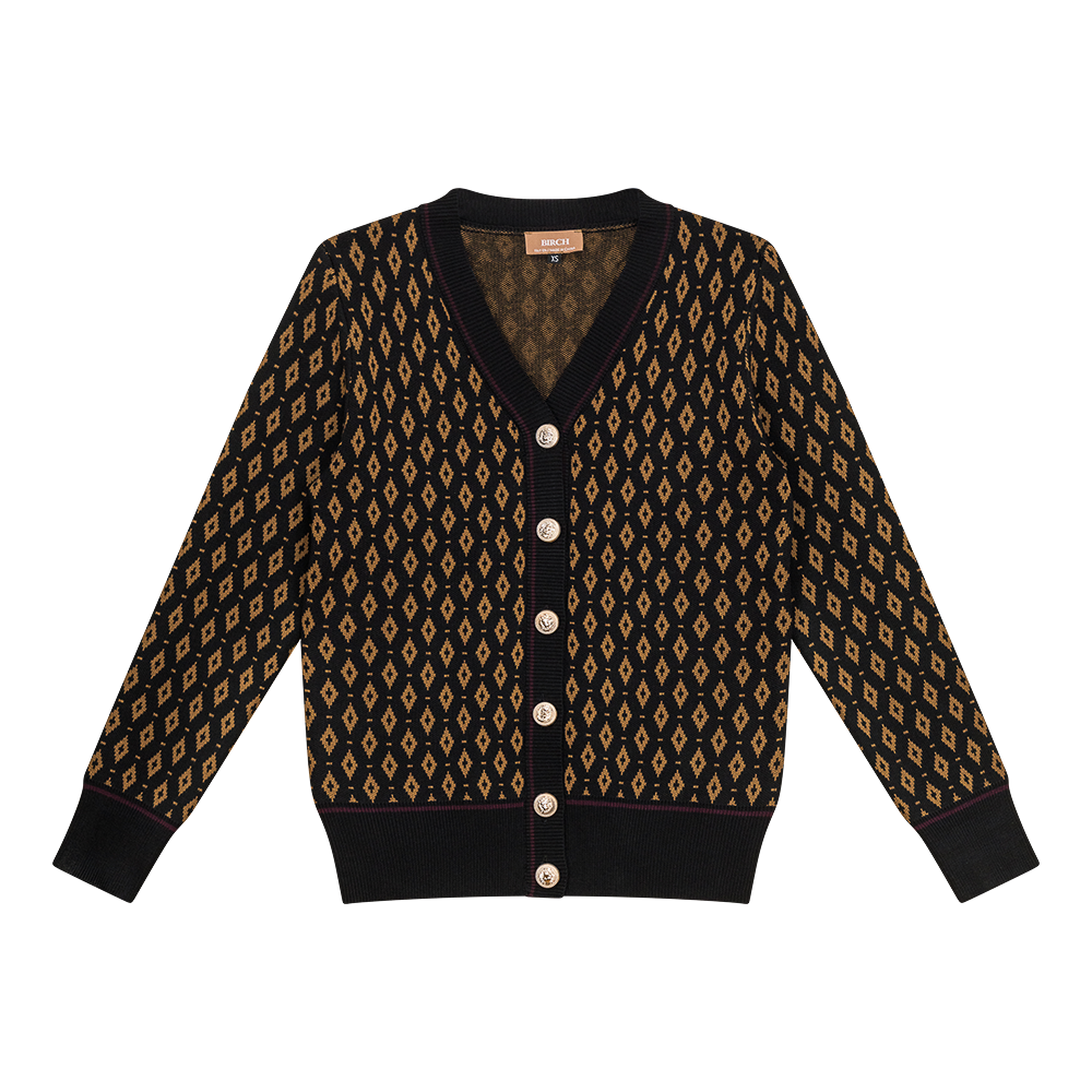 Sweater Knit With Diamond Design Cardigan