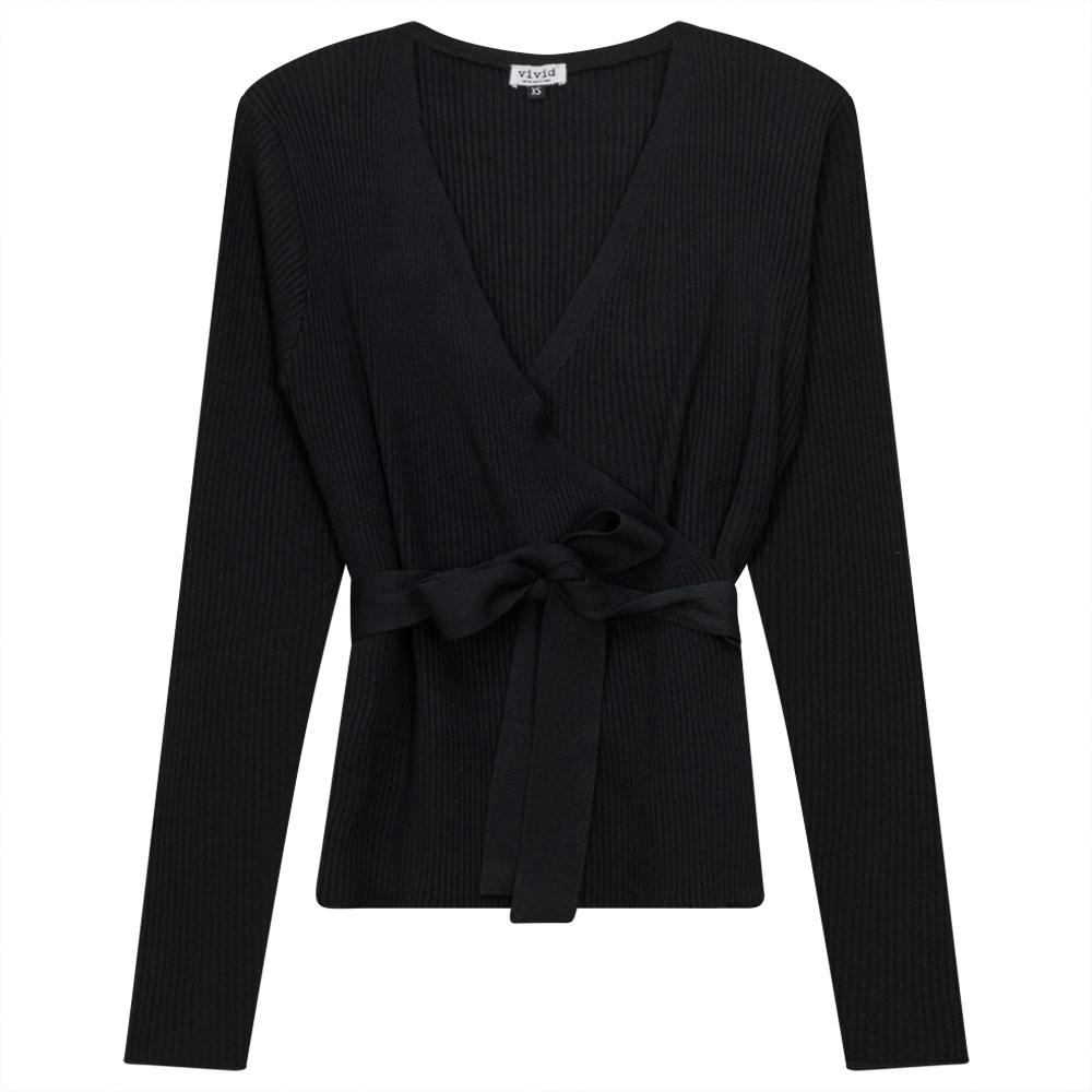 Ribbed Knit Wrap Top