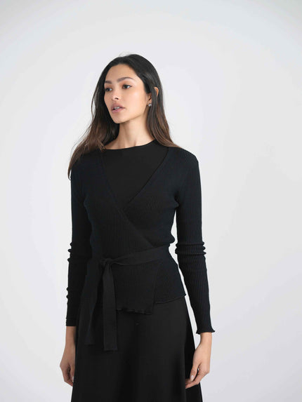 Ribbed Knit Wrap Top