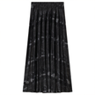 Accordion Pleated Printed Leather Midi Skirt